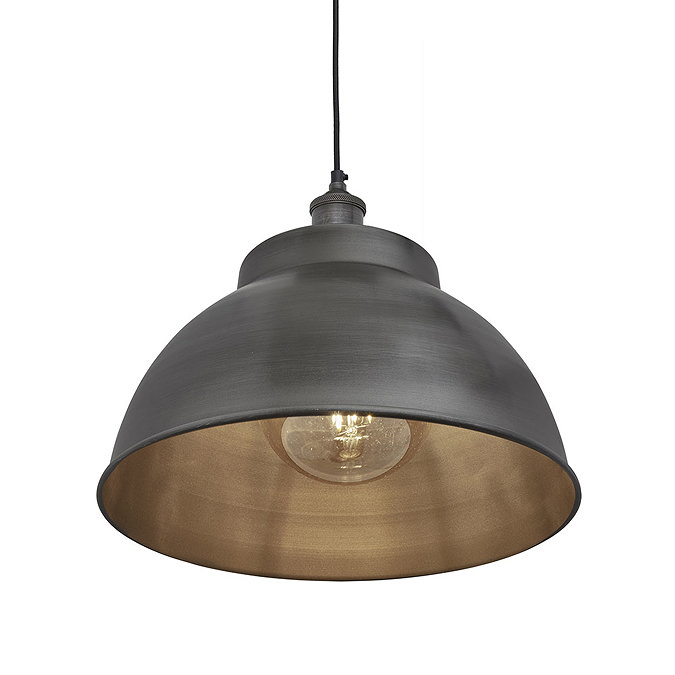 Industville Brooklyn 13" Pewter Dome Pendant - Pewter Holder - BR-DP13-P-PH  Profile Large Image