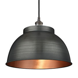 Industville Brooklyn 17" Pewter & Copper Dome Pendant - Pewter Holder - BR-DP17-CP-PH Medium Image
