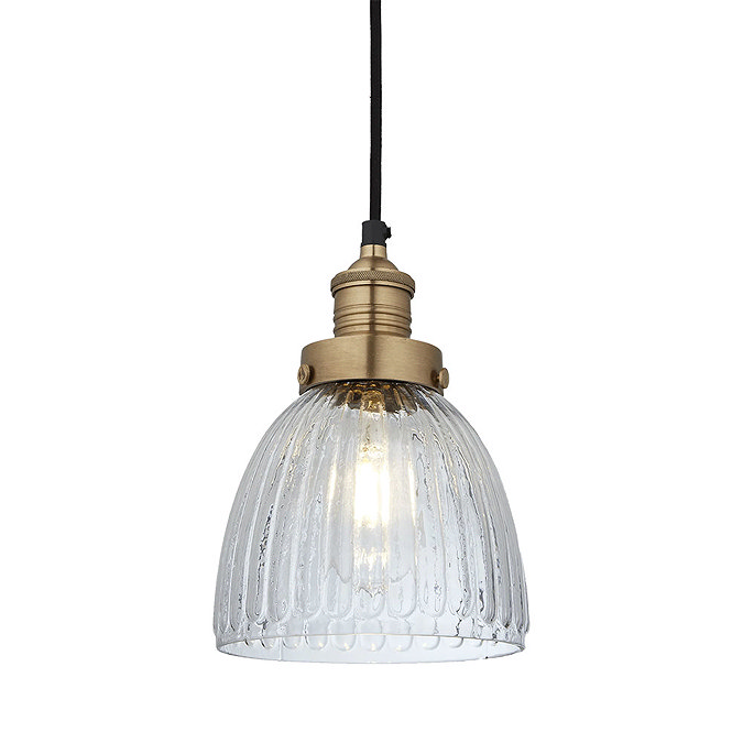 Industville Brooklyn 7" Glass Cone Pendant Light - Brass - BR-GLCP7-BH Large Image