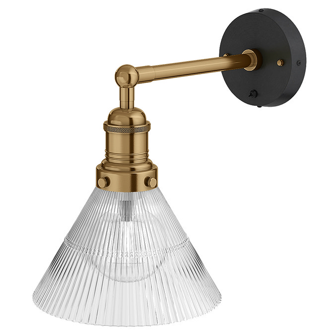 Industville Brooklyn 7" Glass Funnel Wall Light - Brass Holder