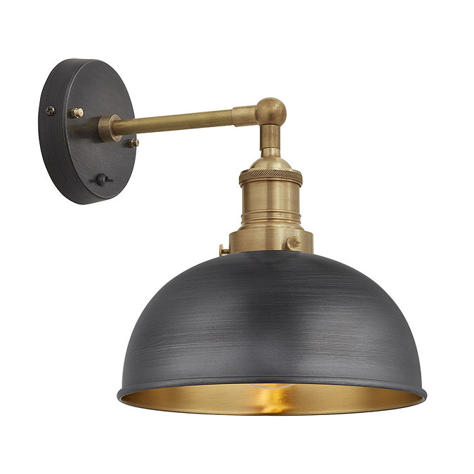 Industville Brooklyn 8" Dome Wall Light - Pewter & Brass - BR-DWL8-BP-BH Large Image