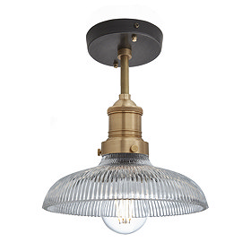 Industville Brooklyn 8" Glass Dome Flush Mount Light - Brass - BR-GLDFM8-BH Large Image