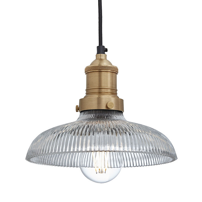 Industville Brooklyn 8" Glass Dome Pendant Light - Brass Holder - BR-GLDP8-BH Large Image