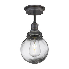 Industville Brooklyn Outdoor & Bathroom Globe Flush Mount Light - Pewter - BR-IP65-FM-PH-PR-GLG Larg