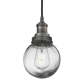 Industville Brooklyn Outdoor & Bathroom Globe Pendant Light - Pewter - BR-IP65-P-PH-PR-GLG Large Ima