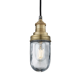 Industville Brooklyn Outdoor & Bathroom Pendant - Brass - BR-IP65-P-BH-BR Large Image