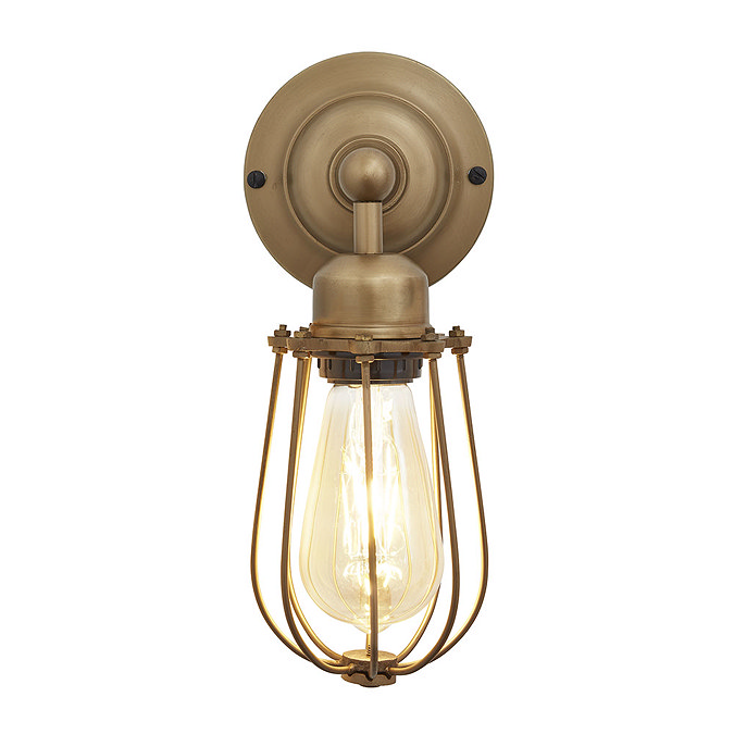 Industville Orlando 4" Wire Cage Wall Light - Brass - OR-WCWL4-B  Profile Large Image