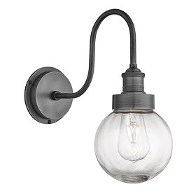 Industville Swan Neck Outdoor & Bathroom Wall Light - Pewter - SN-IP65-WL-P-GLG Large Image