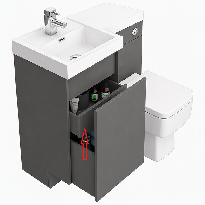 Inner Drawer Front Panel for Arezzo 900mm Gloss Grey Combination Bathroom Suite Unit