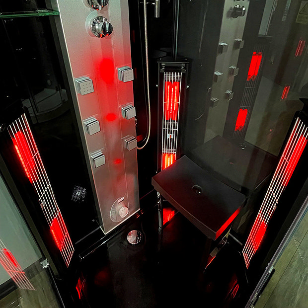 Insignia 1000 x 900mm Black Sauna & Steam Shower Cabin KSY900