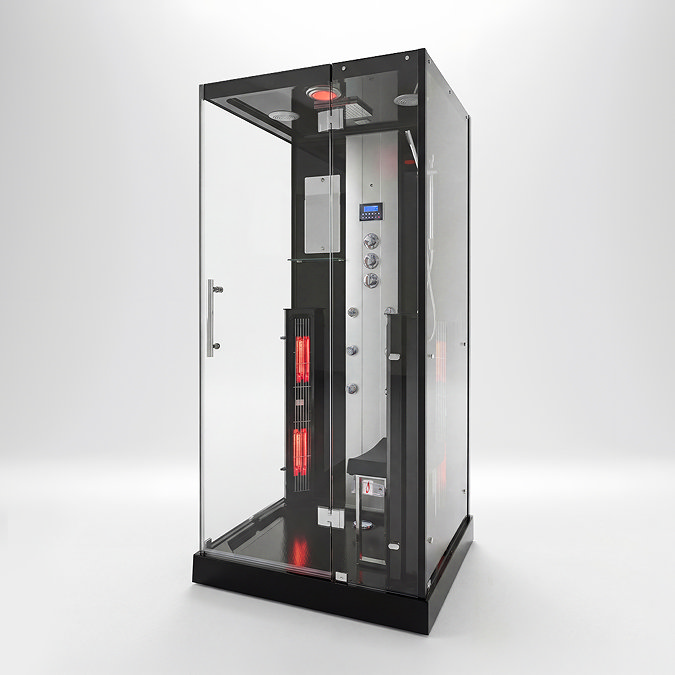 Insignia 1000 x 900mm Black Sauna & Steam Shower Cabin
