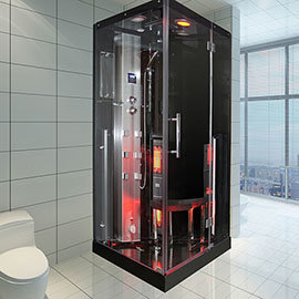 Insignia 1000 x 900mm Black Sauna & Steam Shower Cabin - KSY900 Medium Image