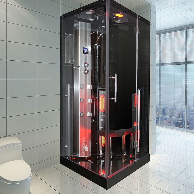 Insignia 1000 x 900mm Black Sauna & Steam Shower Cabin - KSY900 Large Image