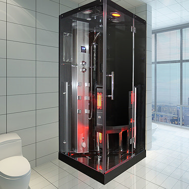 Insignia 1000 x 900mm Black Sauna & Steam Shower Cabin - KSY900  Profile Large Image