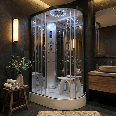 Insignia Platinum 1100 x 700mm Steam Shower Black Frame