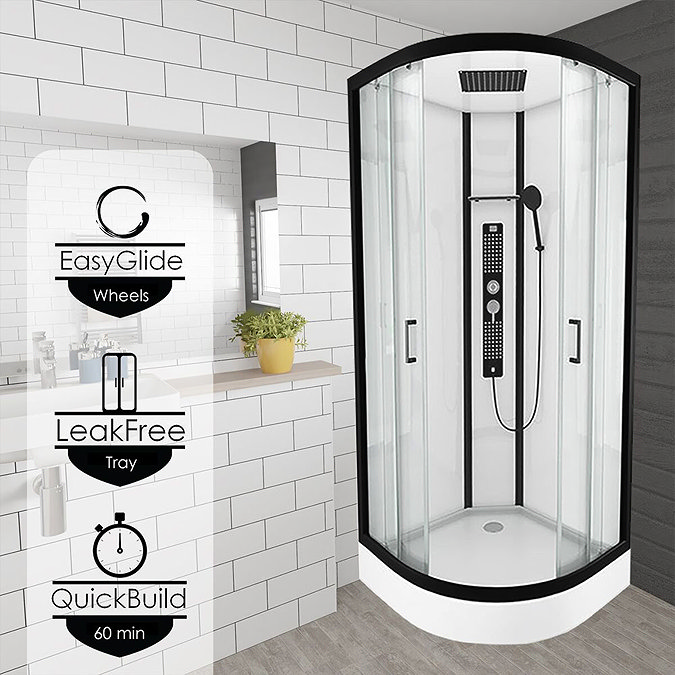 Insignia Monochrome 900 x 900mm Curved Quadrant Shower Cabin - MC90CQ Large Image