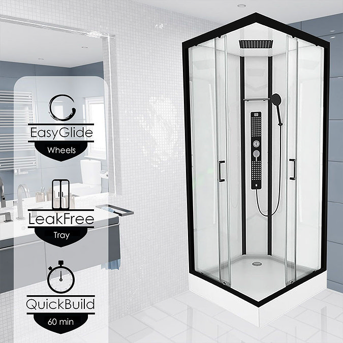 Insignia Monochrome 900 x 900mm Square Corner Shower Cabin - MC90SQ Large Image