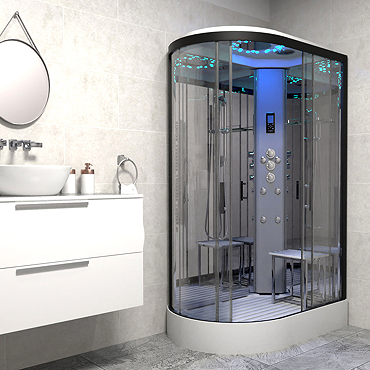 Insignia Platinum 1100 x 700mm Shower Cabin Black Frame Profile Large Image