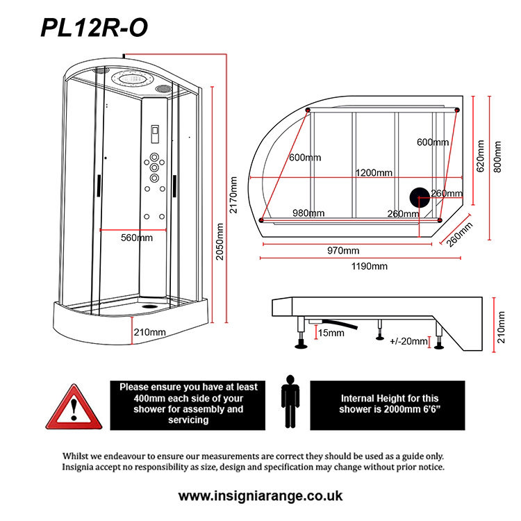 Insignia ECO Shower Cabin 800x800mm - Black Frame