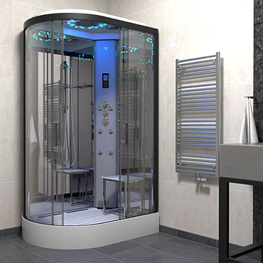 Insignia Platinum 1200 x 800mm Steam Shower Black Frame  Profile Large Image