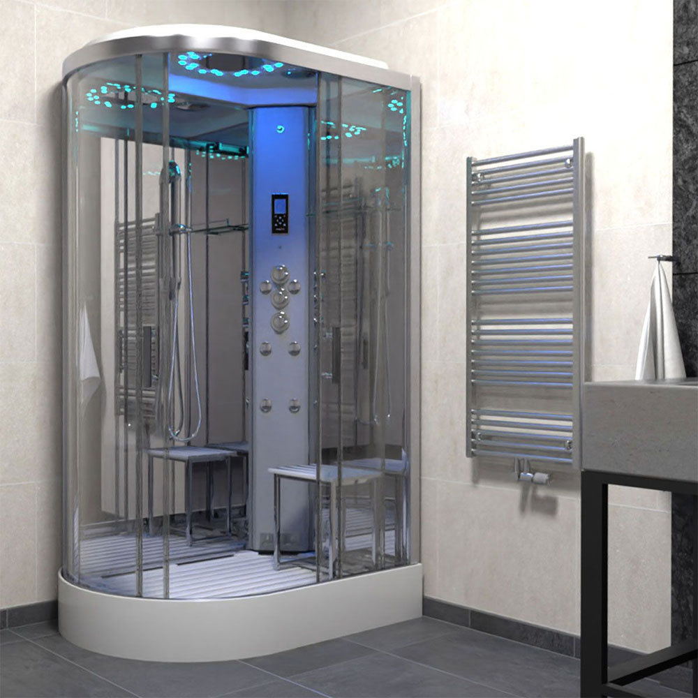 Insignia Platinum 1200 x 800mm Steam Shower Chrome Frame Victorian