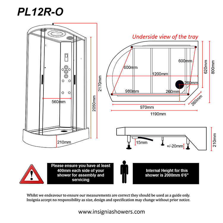 Insignia Platinum Shower Cabin 1200 x 800mm - Chrome Frame/Right Hand - Mirror