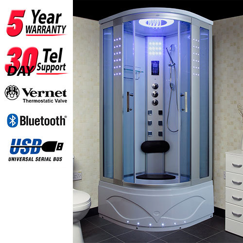 Insignia Steam Shower Cabin With White Backwalls Victorian Plumbing