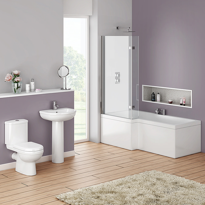 Ivo Modern Shower Bath Suite - Left Hand Option Large Image