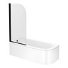 J-Shaped Shower Bath (1700mm with Matt Black Screen + Curved Panel)  Feature Large Image