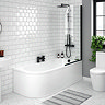 Arezzo RH Shower Bath (1700mm J Shaped with Matt Black Screen + Curved Panel) Large Image