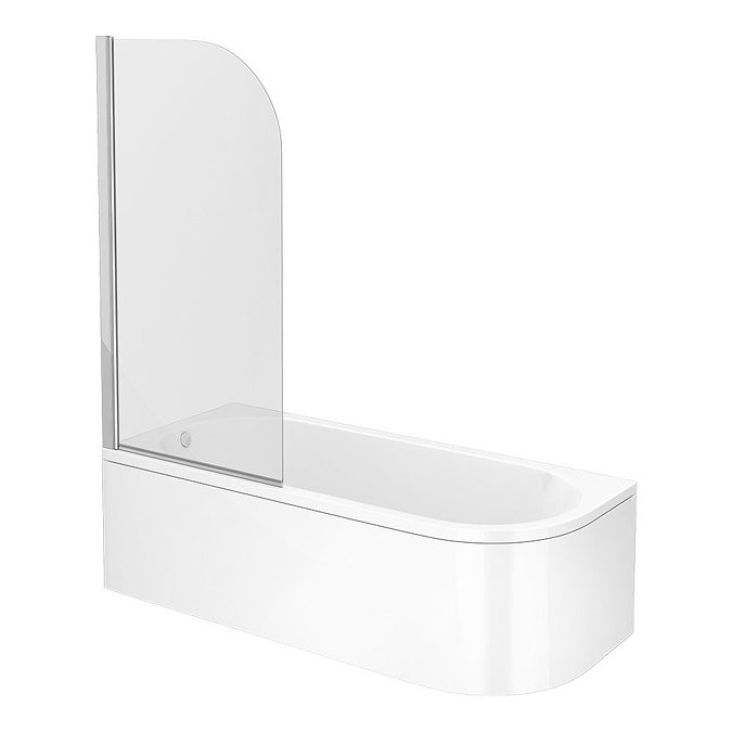 J-Shaped Shower Bath (1700mm with Screen + Curved Panel)  Standard Large Image