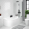 J-Shaped RH Shower Bath (1700mm with Screen + Curved Panel) Large Image