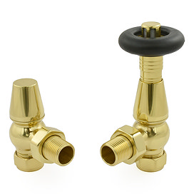 Jaguar Thermostatic Angled Radiator Valves - Brass Large Image
