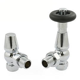Jaguar Thermostatic Angled Radiator Valves - Chrome Large Image