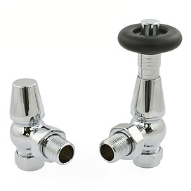 Jaguar Thermostatic Angled Radiator Valves - Chrome Large Image