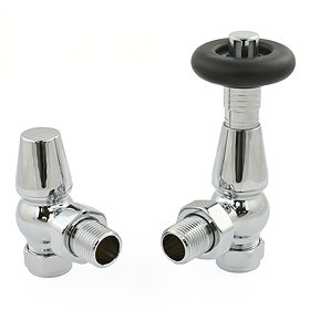 Jaguar Thermostatic Angled Radiator Valves - Chrome Large Image