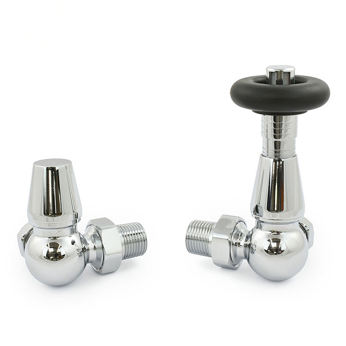 Jaguar Thermostatic Corner Radiator Valves - Chrome Large Image