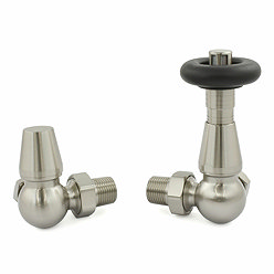 Jaguar Thermostatic Corner Radiator Valves - Satin Nickel Large Image