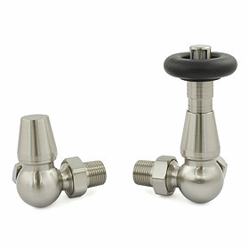 Jaguar Thermostatic Corner Radiator Valves - Satin Nickel Large Image