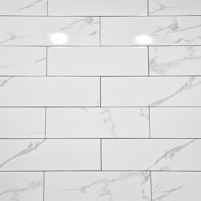 Jasper Metro Carrara Marble Effect Flat Wall Tiles - 100 x 300mm