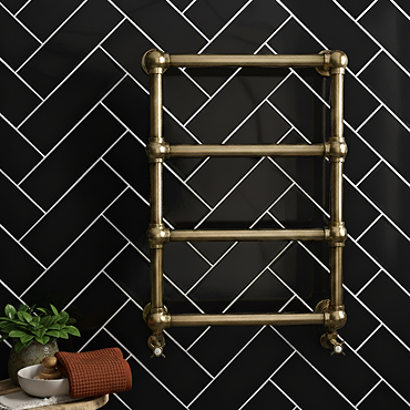 Jasper Metro Gloss Black Flat Wall Tiles - 100 x 300mm  Profile Large Image