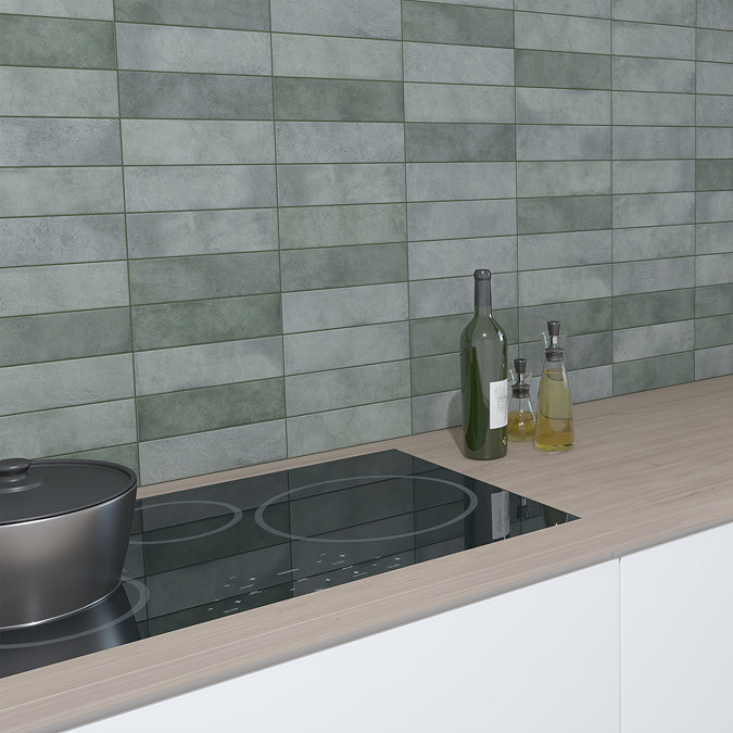 Josefina Matt Green Zellige Effect Wall and Floor Tiles - 64 x 223mm