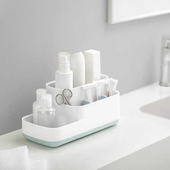 Joseph Joseph Easy-Store Bathroom Caddy - White/Blue - 70504  Feature Large Image