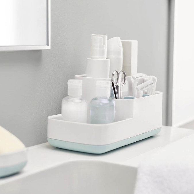 Joseph Joseph Easy-Store Bathroom Caddy - White/Blue - 70504  Standard Large Image