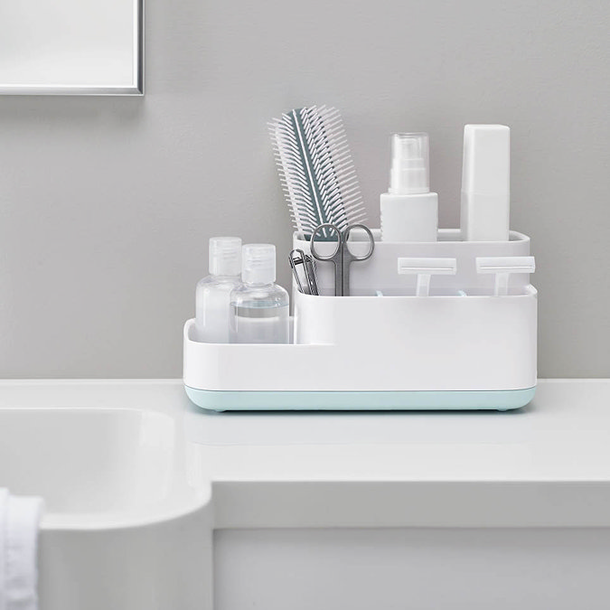 Joseph Joseph Easy-Store Bathroom Caddy - White/Blue - 70504 In Bathroom Large Image