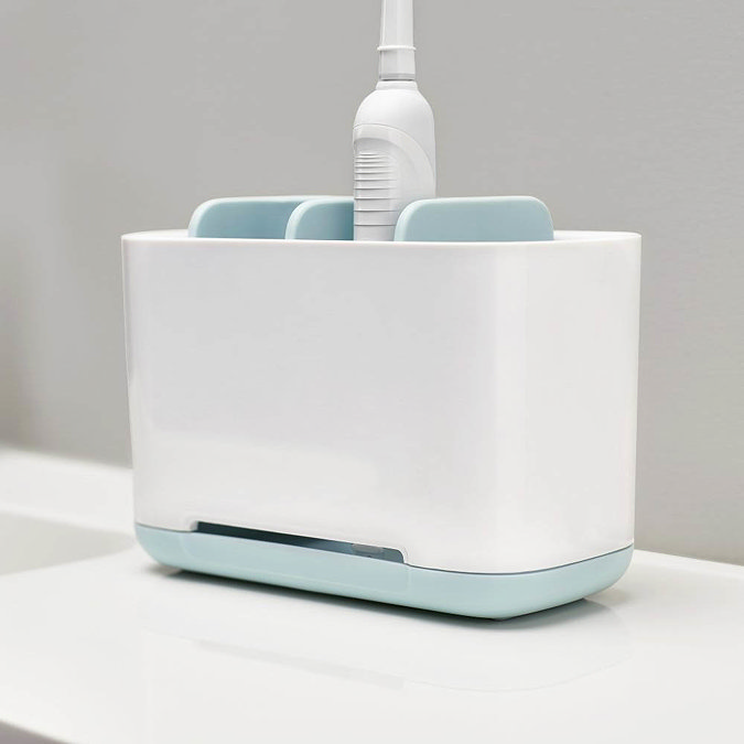 Joseph Joseph Easy-Store Large Toothbrush Caddy - White/Blue - 70501 In Bathroom Large Image
