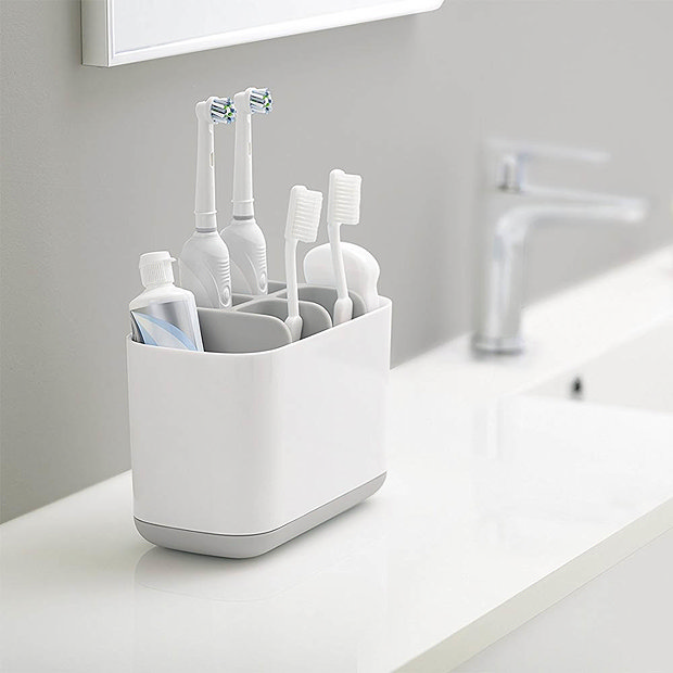 Joseph Joseph Easy-Store Large Toothbrush Caddy - White/Grey - 70510  Feature Large Image