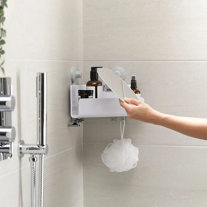 Joseph Joseph EasyStore Corner Shower Shelf with Removable Mirror - 70549 Profile Large Image