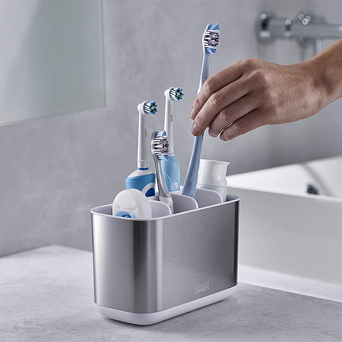 Joseph Joseph EasyStore Steel Large Toothbrush Holder - 70531 In Bathroom Large Image