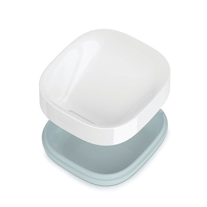 Joseph Joseph Slim Compact Soap Dish - White/Blue - 70502  Profile Large Image